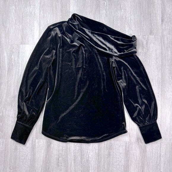 Ralph Lauren Women's NWT Black Velvet Off The Shoulder Long Sleeve Top XS - Picture 2 of 6